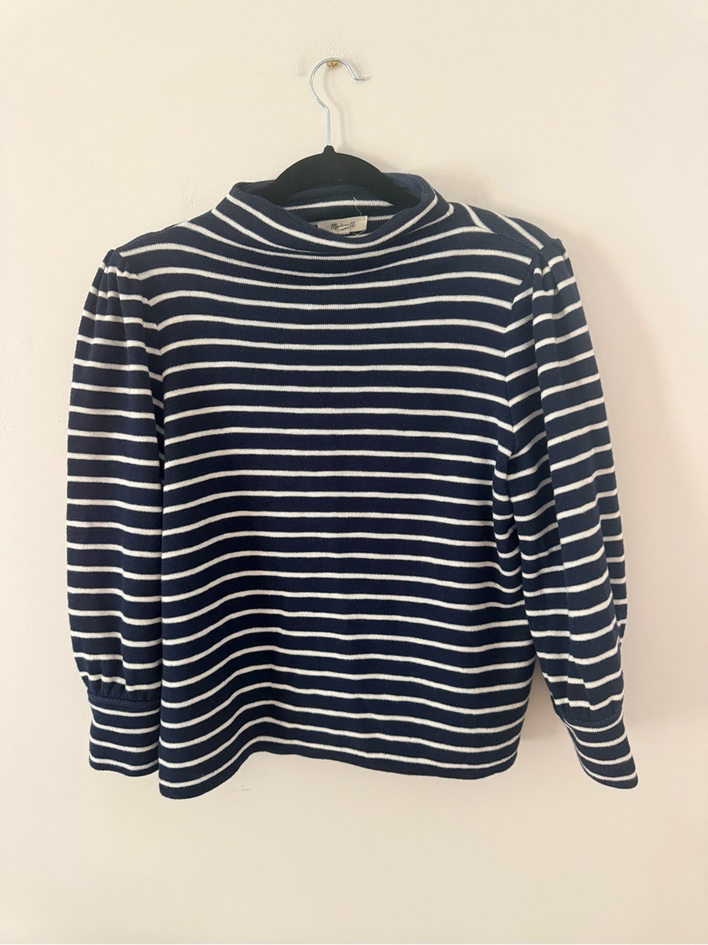 Madewell Navy and White Striped Crewneck Sweater size small